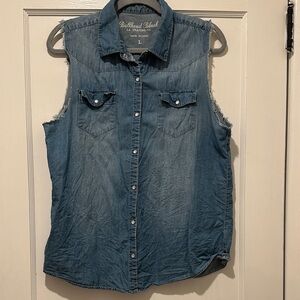 Bullhead Blue Sleeveless Denim Shirt